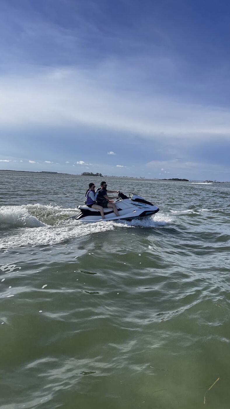 Personal watercraft cruising open bay water